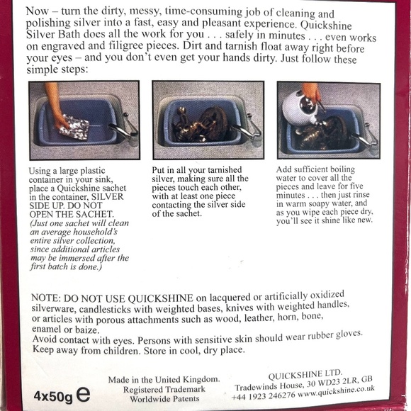 QuickShine Non-Toxic Liquid Cleanser for Silverware‎ - Tarnish Removal Made Easy - Picture 3 of 6